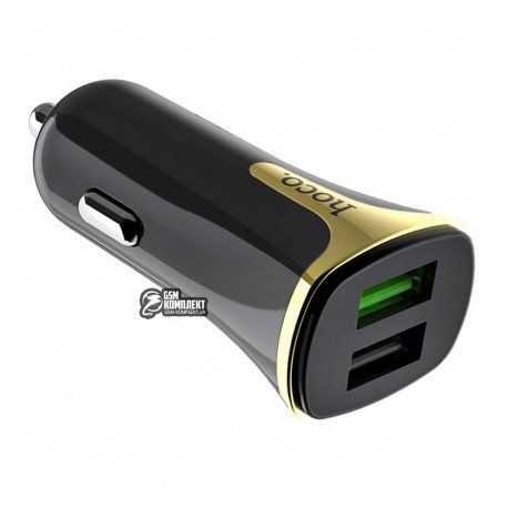 Автомобильное зарядное устройство Hoco Z31 Universe QC3.0, 2USB с micro-USB кабелем, черное