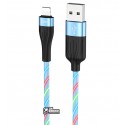 Кабель Lightning - USB, Hoco U85 Charming night LED, силиконовый, до 2,4А, синий