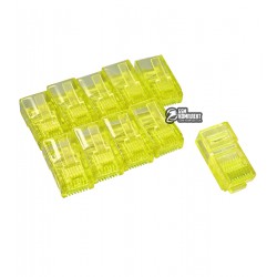 Конектор 8р8с (RJ-45), Merlion категорія-5, жовтий, 10шт