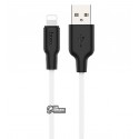 Кабель Lightning - USB, Hoco X21 Plus, 1м, 2.4А, силікон, white