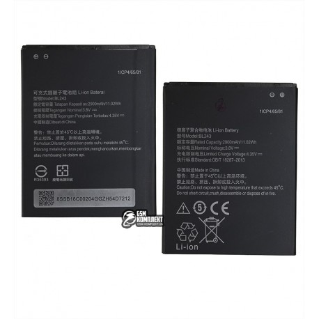 Аккумулятор BL243 для Lenovo A7000, K3 Note (K50-T5), (Li-ion 3.8V 3000mAh), без логотипа