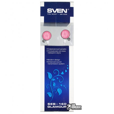 Навушники SVEN SEB-160 Glamour (white-pink) вакуумні