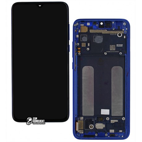 Дисплей для Xiaomi Mi 9 Lite, Mi CC9, синій, з тачскріном, з рамкою, оригінал (переклеєне скло), M1904F3BG