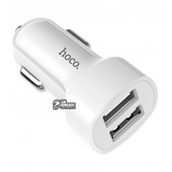 Автомобильное зарядное устройство Hoco Z2A, 2 USB 2.4A + Micro-USB, белое
