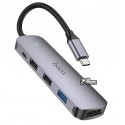 Type-C-хаб HOCO HB27 з портами USB 3.0 (F), 2xUSB 2.0 (F), HDMI (F), Type-C (F), 60W, сріблястий