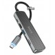 Type-C-хаб HOCO HB24 з портами USB 3.0 (F), USB 2.0 (F), HDMI (F), Type-C (F), CD, MicroCD, 60W, чорний