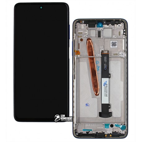 Дисплей для Xiaomi Poco X3 Pro, синий, с рамкой, оригинал (PRC), M2102J20SG, M2102J20SI
