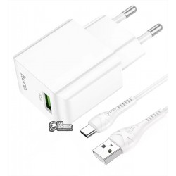 Зарядное устройство Hoco C98A 18W (1 USB) + Кабель Type-C (white)