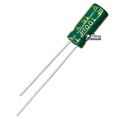 Конденсатор електролітичний100 uF 16 V, 105°C, d5 h11, (низький імпеданс) LOW ESR (CHONGX)