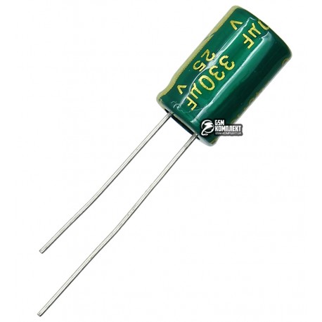 Конденсатор электролитический 330 uF 25 V, 105°C, d8 h12, (низкий импеданс) LOW ESR (CHONG)