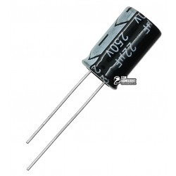 Конденсатор электролитический 22 uF 250 V, 105°C, d10 h17 (CHONG) Конденсатор электролитический 22 uF 250 V, 105°C, d10 h17 (CHONG)