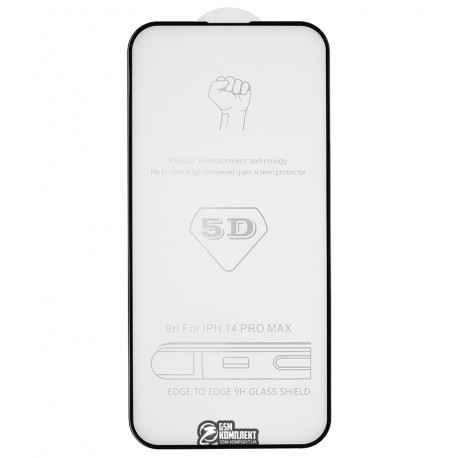 Захисне скло для iPhone 14 Pro Max, 3D Glass, чорне