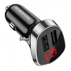 Автомобильное зарядное устройство Borofone BZ15, с LED дисплеем, (2USB, 2.4A), черное