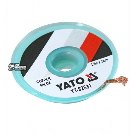 Лента-оплетка 2,0mm косичка для демонтажа YATO длина 1,5м