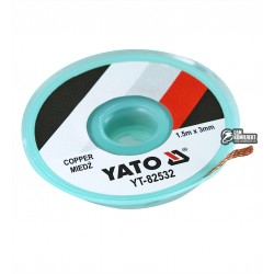 Стрічка-оплітка 3,0mm кіска для демонтажу YATO довжина 1,5м Стрічка-оплітка 3,0mm кіска для демонтажу YATO довжина 1,5м