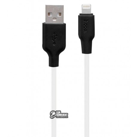 Кабель Lightning - USB, Hoco X21 Plus, 2м, 2.4А, силіконовий, білий