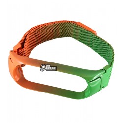 Браслет для Xiaomi Mi Band 5, Mi Band 6, міланська петля, зелено-жовтогарячий Браслет для Xiaomi Mi Band 5, Mi Band 6, міланська петля, зелено-жовтогарячий