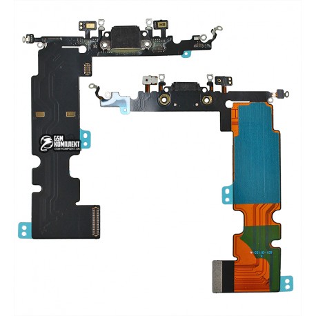 Шлейф для iPhone 8 Plus, конектора зарядки, чорний, копія