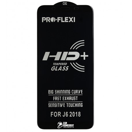 Защитное стекло для Samsung A600 Dual Galaxy A6 (2018), J600 Galaxy J6 (2018), 5D, ProFlexi, Full Glue, черное