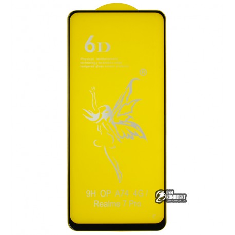 Закаленное защитное стекло для Oppo A74 4G, 3D, Full Glue, черное