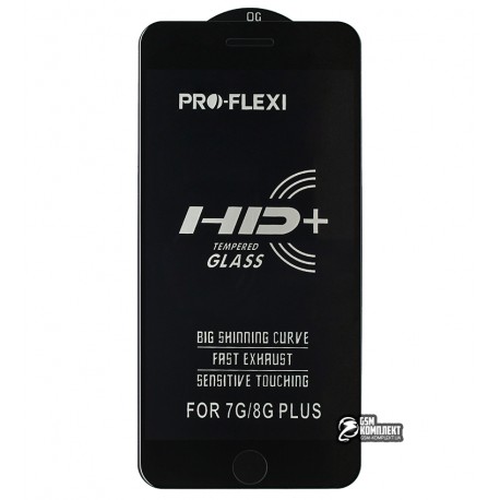 Захисне скло для iPhone 7 Plus, iPhone 8 Plus, 5D, ProFlexi, чорне
