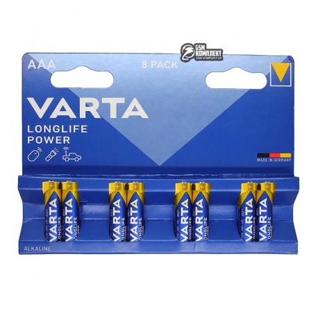 Батарейка Varta Longlife Power AAА, Alkaline, блістер (6+2 батарейки), мікропальчикові
