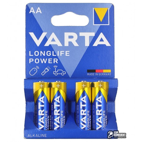 Батарейка Varta Longlife Power AА, Alkaline, блістер (4 батарейки), пальчикові