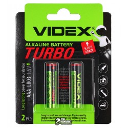 Батарейка Videx Turbo Alcaline, LR03, AAA, 2 шт у блістері Батарейка Videx Turbo Alcaline, LR03, AAA, 2 шт у блістері