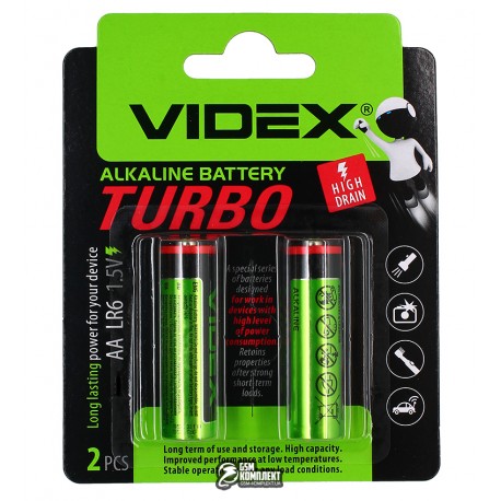 Батарейка Videx Turbo Alcaline, LR06, AA, 2 шт у блістері