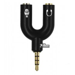 Переходник для подключения наушников с микрофоном, Y-Type TRRS 3.5 - 2 TRS 3.5 (F)