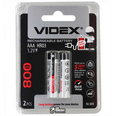 Акумулятор Videx R03, 800мАг, AAA, 2шт у блістері