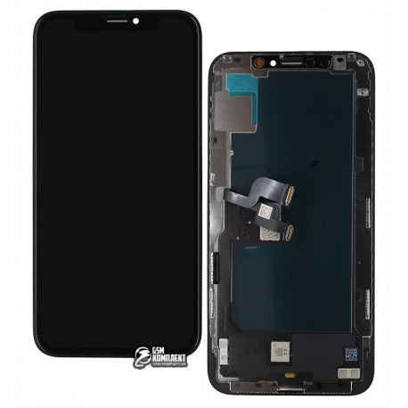 Дисплей для Apple iPhone XS, чорний, з рамкою, Сopy AA, (OLED), ZY OEM hard