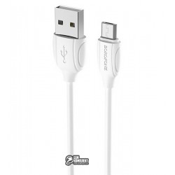Кабель Micro-USB - USB, Borofone BX19, 1 метр, 2,4А, белый