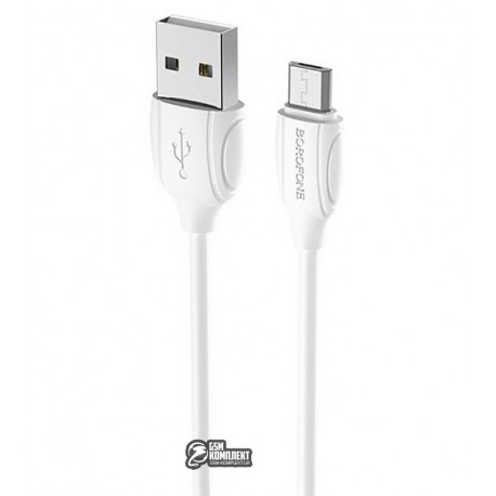 Кабель Micro-USB - USB, Borofone BX19, 1 метр, 2,4А, белый