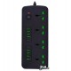 Фильтр сетевой T91 на 4 розетки, с зарядными портами 8USB, 2Type-C, черный