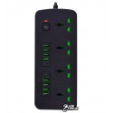 Фильтр сетевой T91 на 4 розетки, с зарядными портами 8USB, 2Type-C, черный