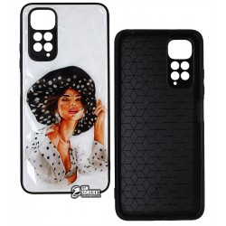 Чехол для Xiaomi Redmi Note 11, Poco M4 Pro, Ladies Girl With Hat Prism, пластик-силикон