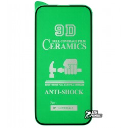 Захисне оргскло для iPhone 14 Pro, Ceramica, з фаскою, чорне