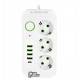 Фильтр сетевой F09, на 3 розетки, с зарядными портами 4USB, 1Type-C, белый