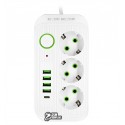 Фильтр сетевой F09, на 3 розетки, с зарядными портами 4USB, 1Type-C, белый