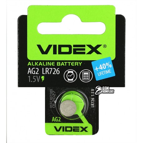Батарейка AG2, Videx Alkaline, 1шт