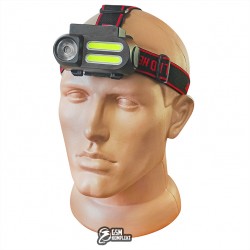 Налобный фонарик BL-611 XPE+2COB, 18650, ЗУ micro USB