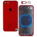 Корпус для iPhone 8, червоний колір, з тримачем SIM-карти, з бічними кнопками