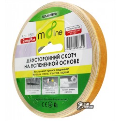 Двухсторонний скотч m8line Eva на вспененной основе, 12мм*5м,