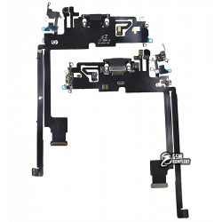 Шлейф для Apple iPhone 12 Pro Max, конектор заряджання, чорний, з мікрофоном, China quality Шлейф для Apple iPhone 12 Pro Max, конектор заряджання, чорний, з мікрофоном, China quality