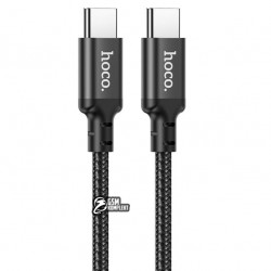 Кабель Type-C - Type-C, Hoco X14 Double Speed 60W, в тканевой оплетке, 1 метр, черный