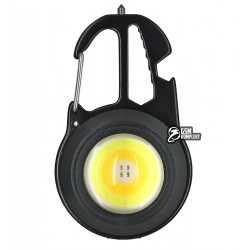 Фонарик брелок W5137, 3*COB линза (Теплый/Холодный/красный) зарядка от Type-C, карабин, магнит, 4отвертки, 6 режимов роботы