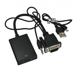 Конвертор VGA в HDMI + аудио кабель (штекер VGA - гнездо HDMI)