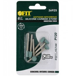 Шарошки FIT 36925, набір 6 шт, карбід кремнію, хвостовик 2,3мм, 32000 об/хв Шарошки FIT 36925, набір 6 шт, карбід кремнію, хвостовик 2,3мм, 32000 об/хв