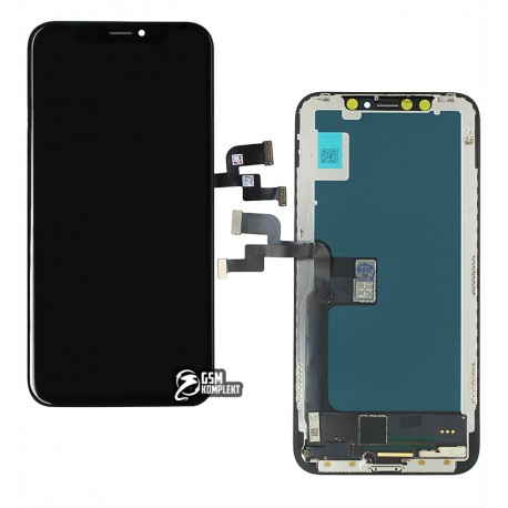 Дисплей для Apple iPhone X, черный, с рамкой, копия, (TFT), YOUDA